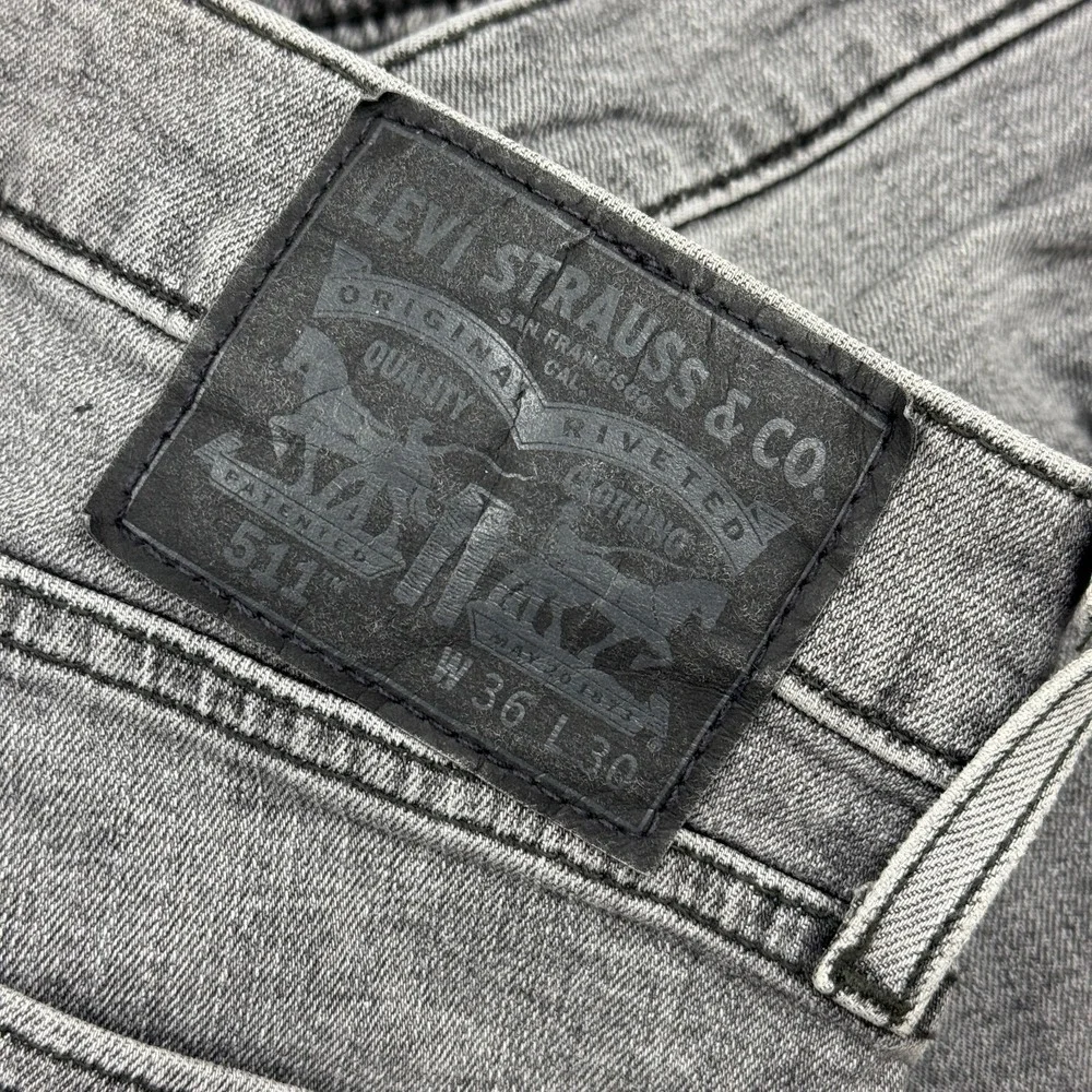 Levis 511 Jeans Mens 36x30 Gray Slim Fit Utility Straight Denim Pants Workwear